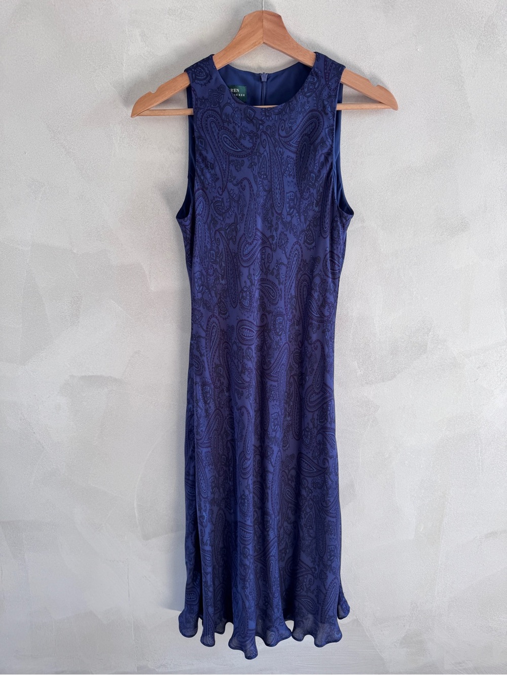 Lauren Ralph Lauren - Sleeveless Navy Silk Paisley A-Line Dress